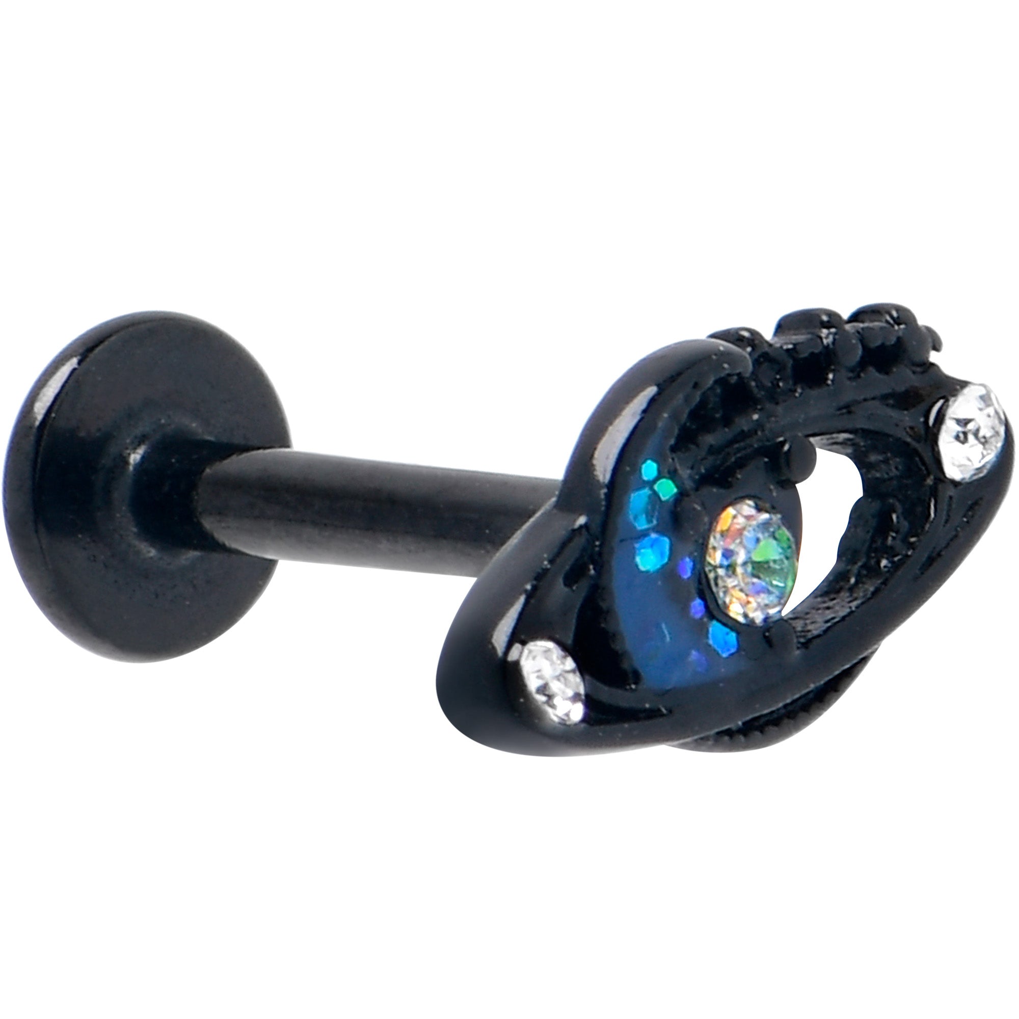 BodyCandy 16G 5/16 Aurora Gem Black Saturn Space Moon Labret Monroe Tragus — main product shot