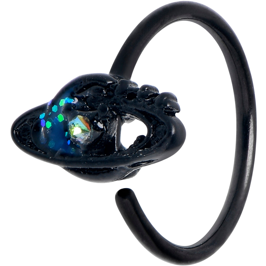 BodyCandy 20G 5/16 Aurora Gem Black Saturn Space Moon Nose Hoop — main product shot