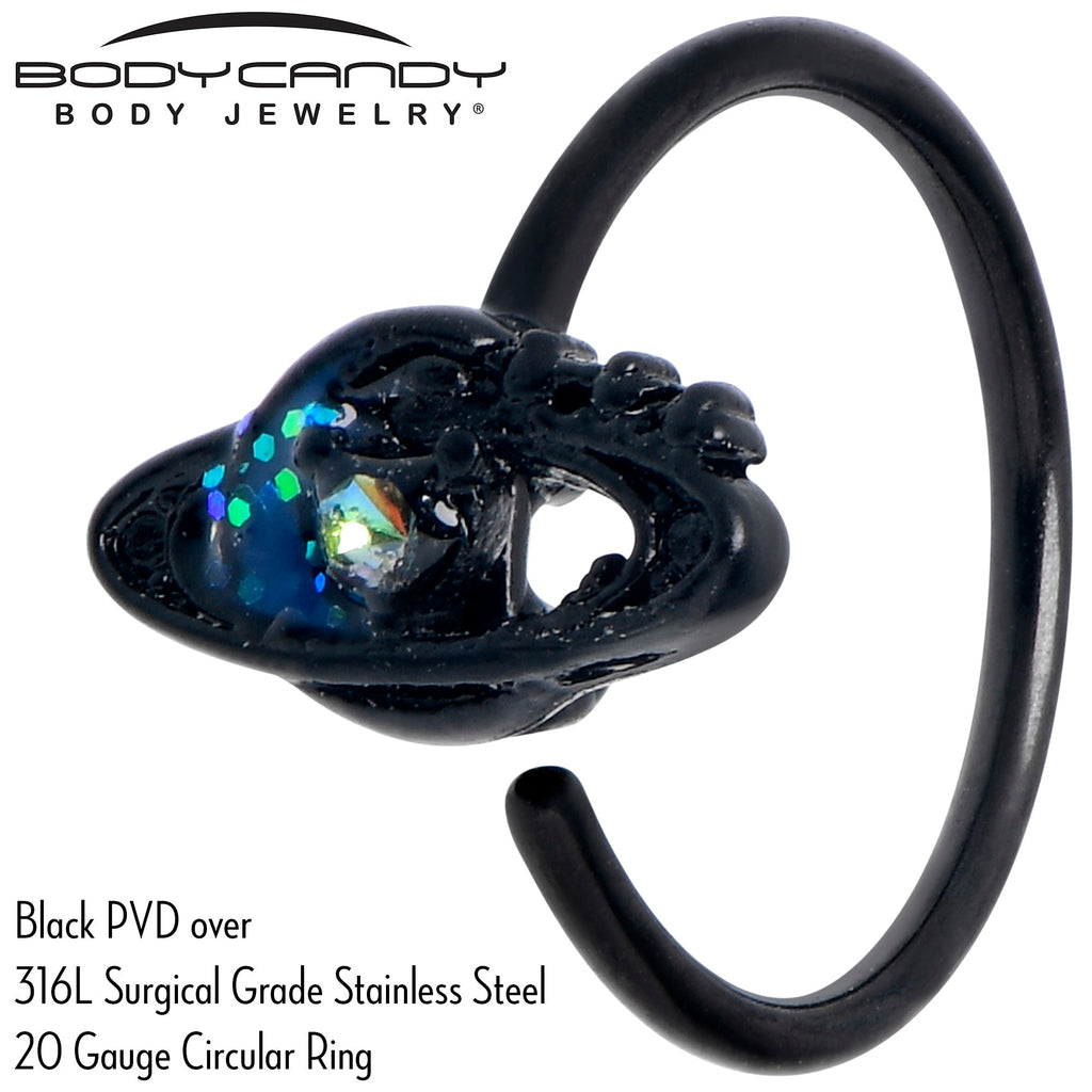BodyCandy 20G 5/16 Aurora Gem Black Saturn Space Moon Nose Hoop — lifestyle context