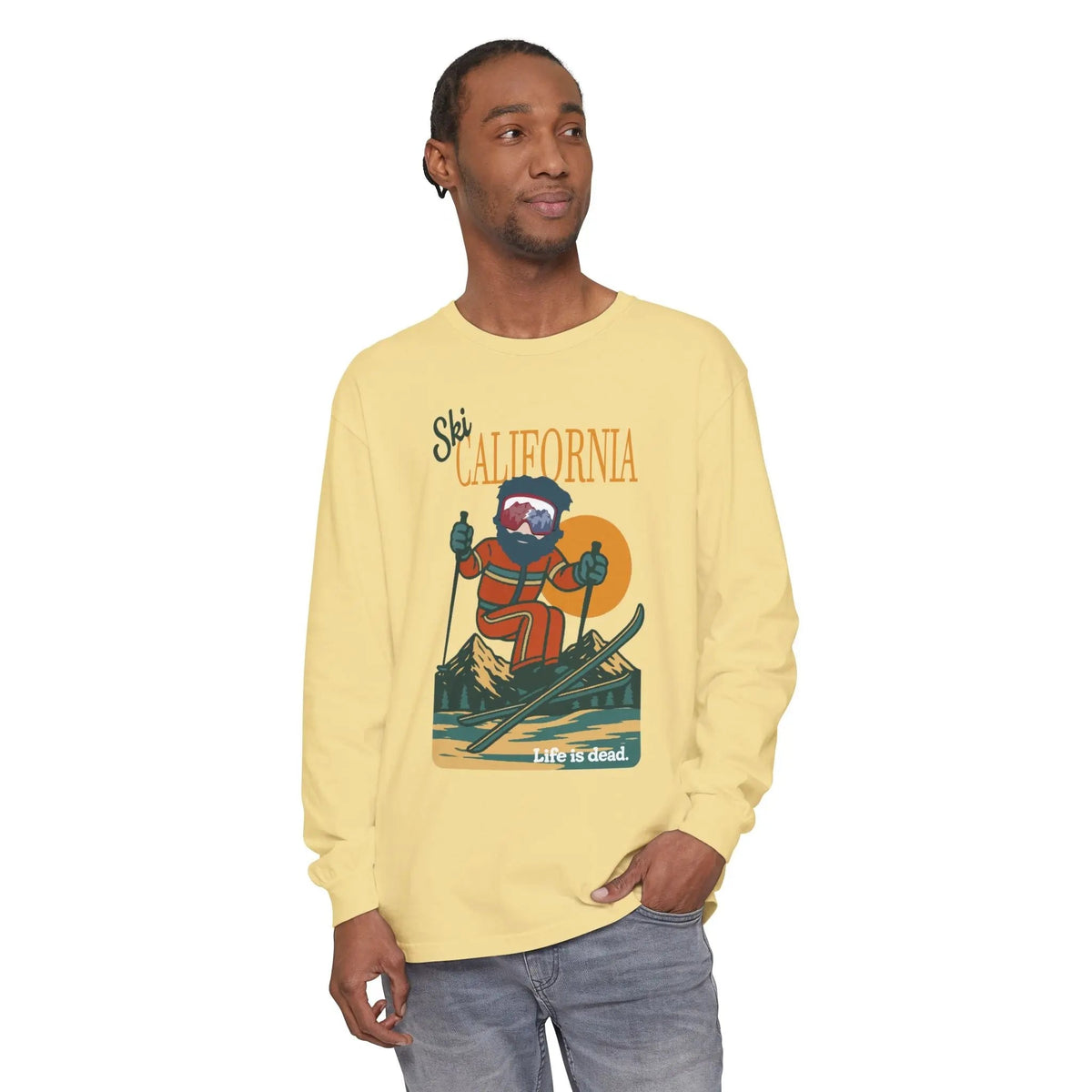 Ski California - Life is Dead Mountain Collection Garment-Dyed Long Sleeve T-Shirt