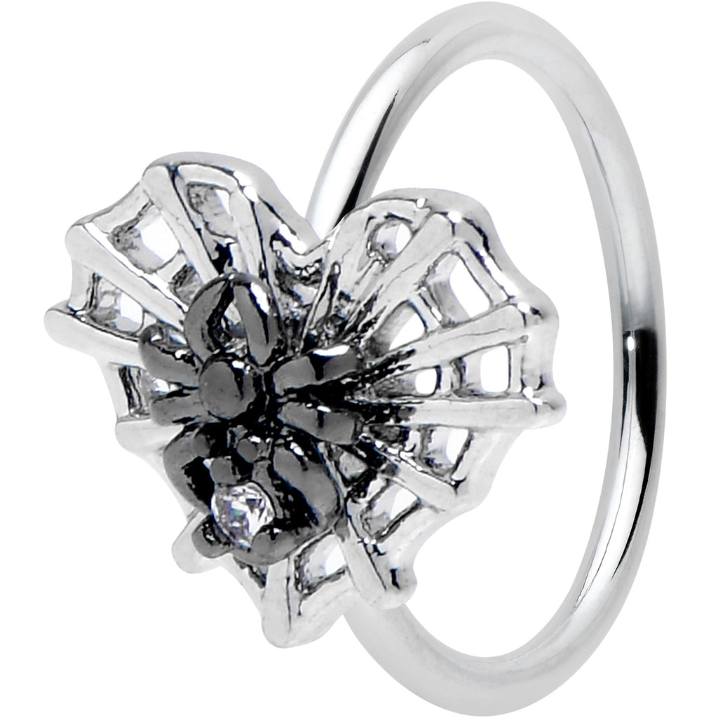BodyCandy 20G 5/16 Clear CZ Gem Heart of Spider Nose Hoop — main product shot