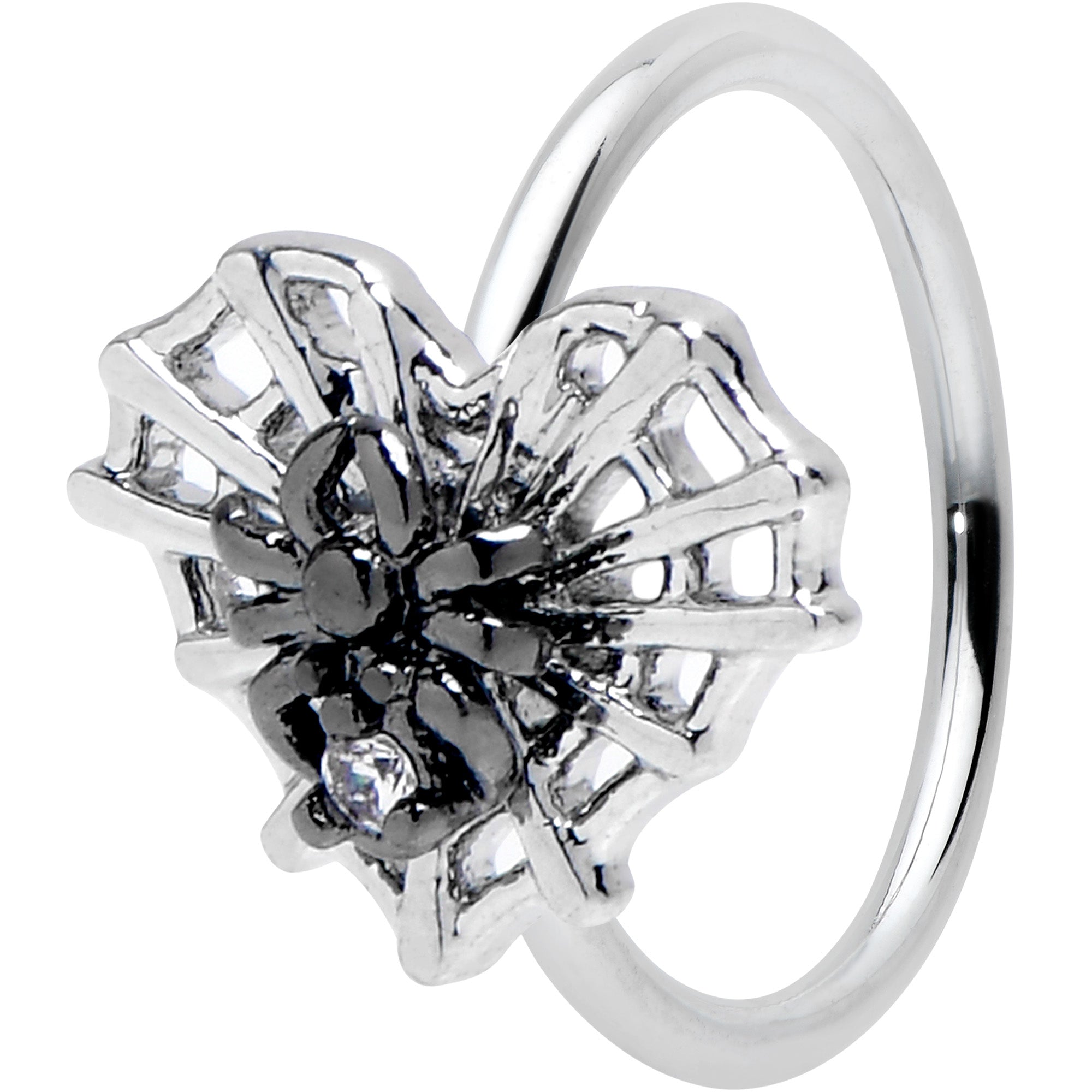 BodyCandy 20G 5/16 Clear CZ Gem Heart of Spider Nose Hoop — main product shot