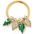 BodyCandy 16G 3/8 Clear CZ Gem Gold Tone Leafy Beauty Hinged Segment Ring — main product shot