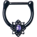 BodyCandy 16G 5/16 Purple Gem Black Scrolling Hearts Cartilage Clicker — main product shot