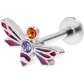 BodyCandy 16G 5/16 Purple Yellow Gem Dragonfly Stripe Labret Monroe Tragus — main product shot