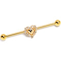 BodyCandy 14G Clear CZ Gem Gold Tone Heart Duo Industrial Barbell 38mm — main product shot