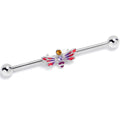 BodyCandy 14G Yellow Purple Gem Dragonfly Stripe Industrial Barbell 38mm — main product shot