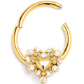 BodyCandy 16G 3/8 Clear CZ Gem Gold Tone Heart Duo Hinged Segment Ring — main product shot