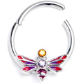 BodyCandy 16G 3/8 Purple Yellow Gem Dragonfly Stripe Hinged Segment Ring — main product shot