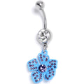 BodyCandy Clear Purple Gem Flower Blue Bloom Dangle Belly Ring — main product shot