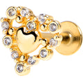 BodyCandy 16G 1/4 Clear CZ Gem Gold Tone Heart Duo Labret Tragus — main product shot