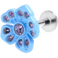 BodyCandy 16G 1/4 Purple Gem Flower Blue Bloom Labret — main product shot