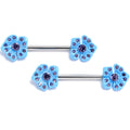 BodyCandy 14G 9/16 Purple Gem Flower Blue Bloom Barbell Nipple Ring Set — main product shot