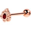 BodyCandy Red CZ Gem Rose Gold Tone Firey Flame Barbell Tongue Ring — main product shot