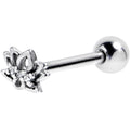 BodyCandy Clear CZ Gem Lush Lotus Flower Barbell Tongue Ring — main product shot