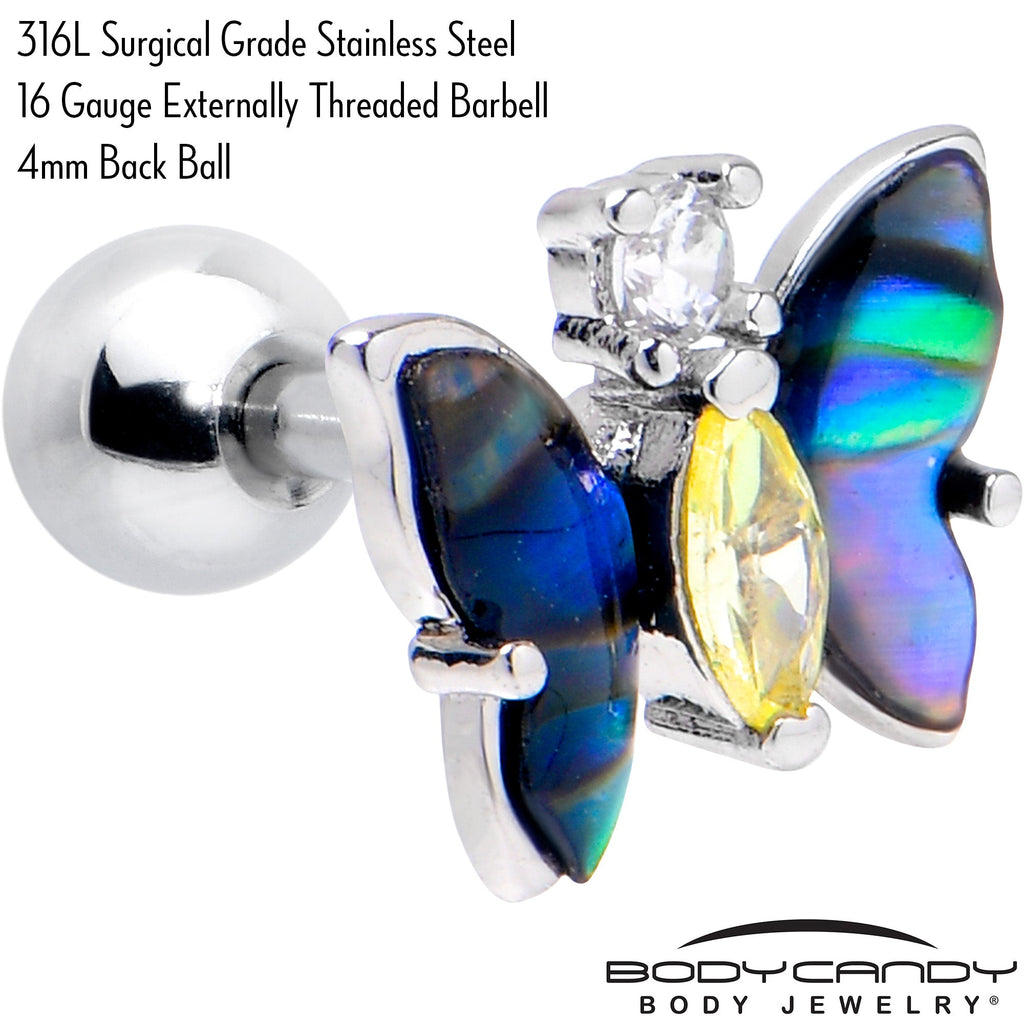 BodyCandy 16G 1/4 Clear Yellow Gem Dark Butterfly Cartilage Tragus Earring — lifestyle context