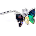 BodyCandy 20G 7mm Yellow Clear Gem Dark Butterfly L Shape Nose Ring — main product shot