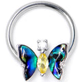 BodyCandy 16G 3/8 Yellow Clear Gem Dark Butterfly BCR Captive Ring — main product shot