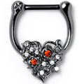 BodyCandy 16G 5/16 Red Clear CZ Black Floral Heart Cartilage Clicker — main product shot