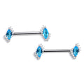 BodyCandy 14G 9/16 Blue Gem Firey Drop Barbell Nipple Ring Set — main product shot
