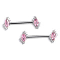 BodyCandy 14G 9/16 Pink Gem Firey Drop Barbell Nipple Ring Set — main product shot