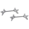 BodyCandy 14G 9/16 Clear Gem Bold Dragonfly Barbell Nipple Ring Set — main product shot