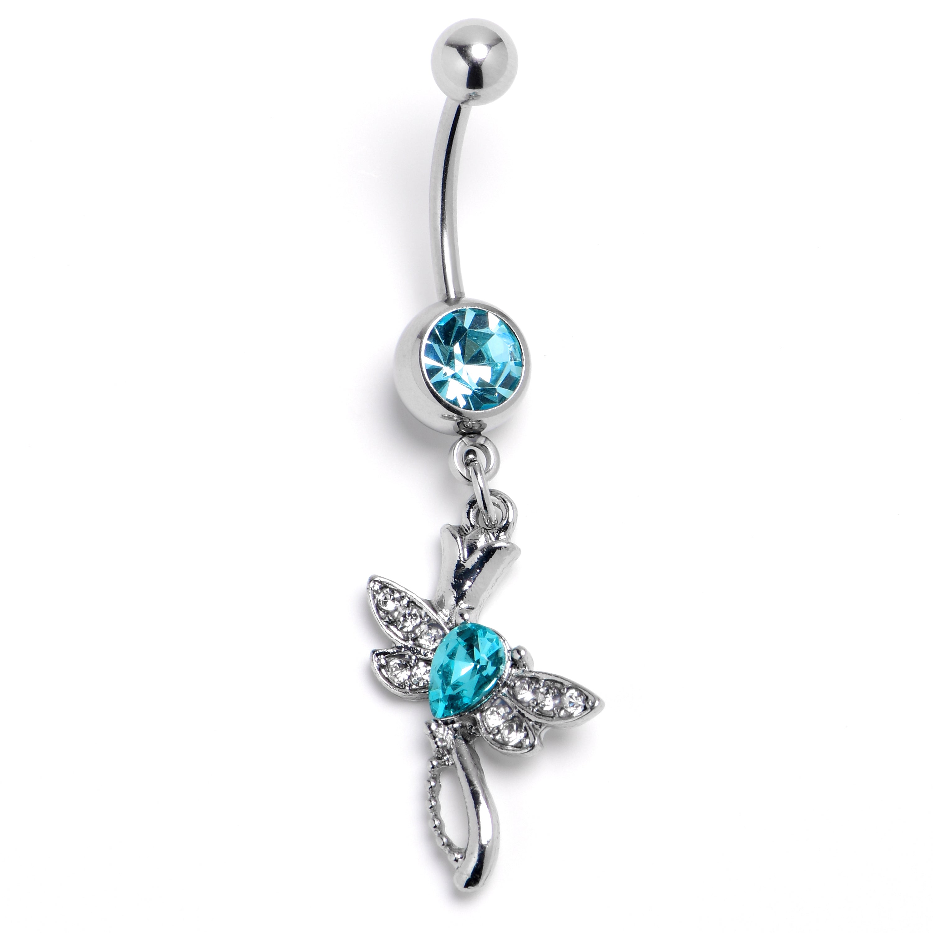 BodyCandy Blue Gem Bold Dragonfly Dangle Belly Ring — main product shot