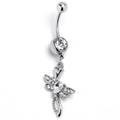 BodyCandy Clear Gem Bold Dragonfly Dangle Belly Ring — main product shot