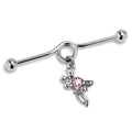 BodyCandy 14G Pink Gem Bold Dragonfly Dangle Project Bar 38mm — main product shot