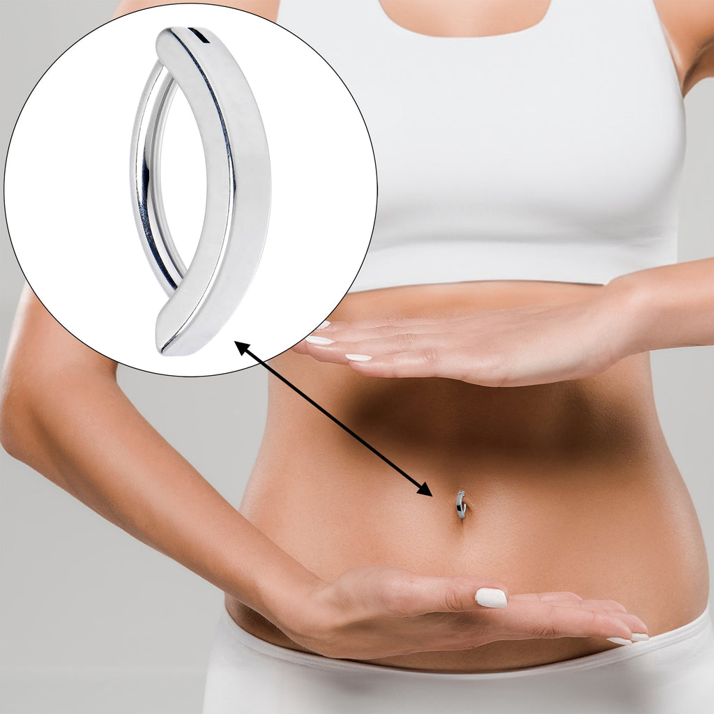 BodyCandy 14G 3/8 316L Surgical Steel Smooth Style Hinged Hoop Belly Ring — detail close-up