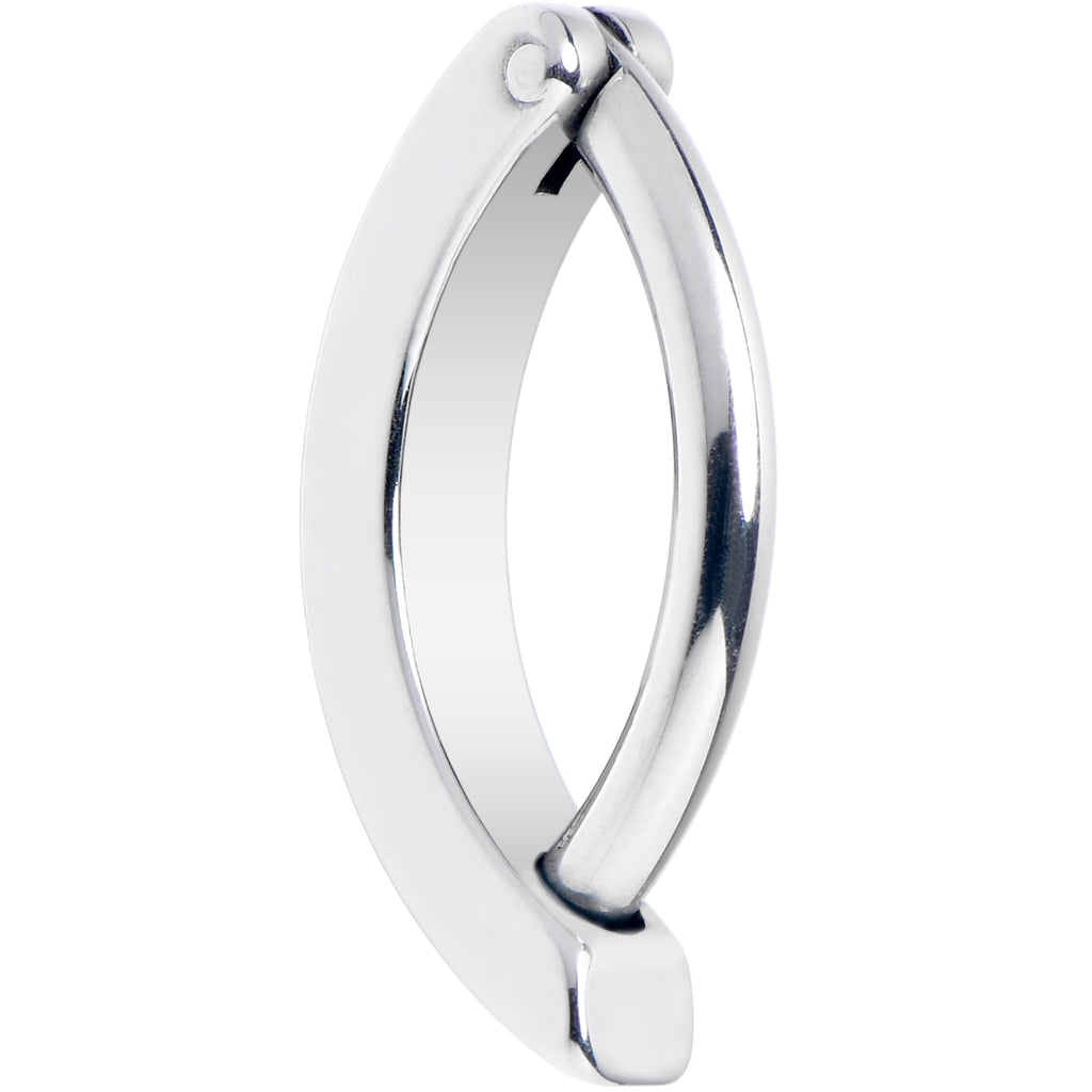 BodyCandy 14G 3/8 316L Surgical Steel Smooth Style Hinged Hoop Belly Ring — back view