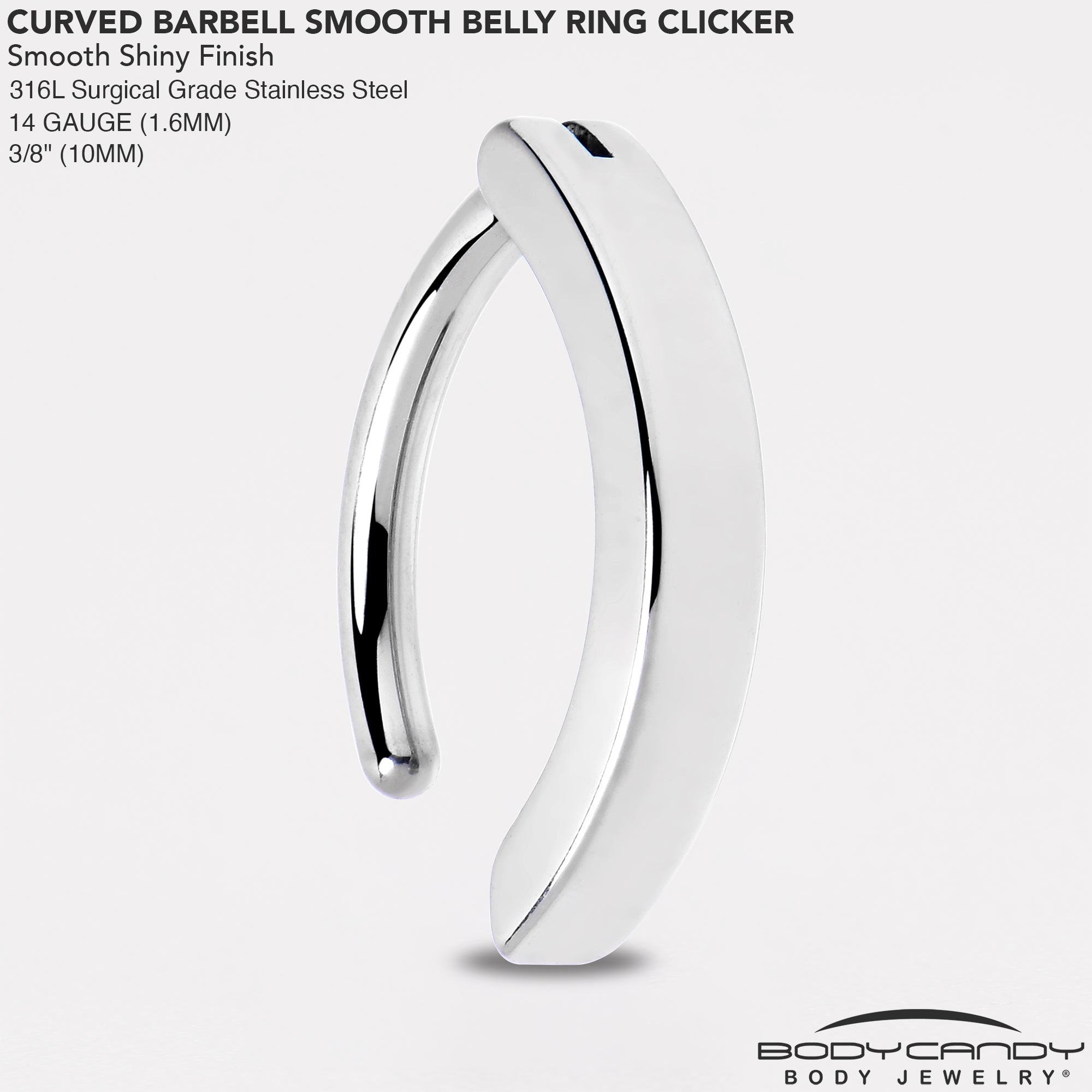 BodyCandy 14G 3/8 316L Surgical Steel Smooth Style Hinged Hoop Belly Ring — alternative angle