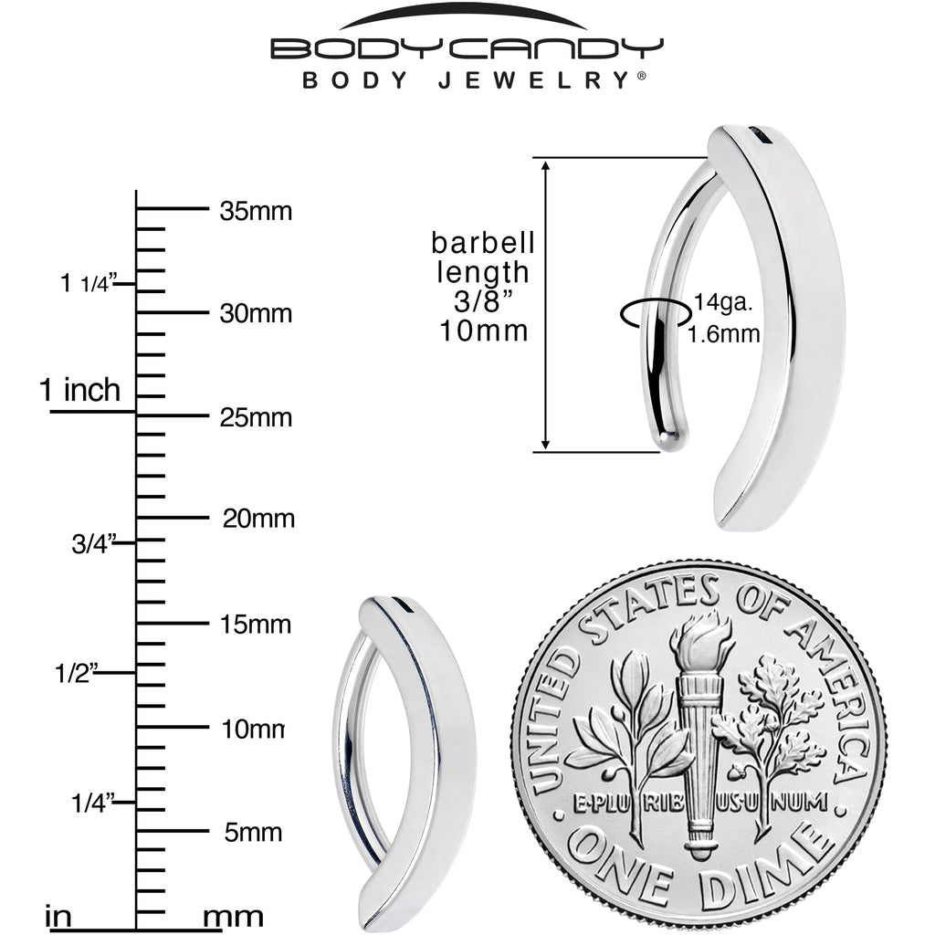 BodyCandy 14G 3/8 316L Surgical Steel Smooth Style Hinged Hoop Belly Ring — in-use photo