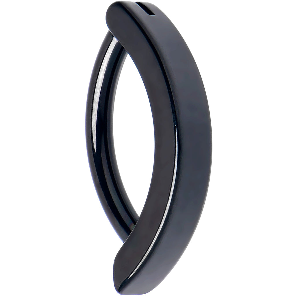BodyCandy 14G 3/8 Black 316L Surgical Steel Smooth Style Hinged Hoop Belly Ring — main product shot
