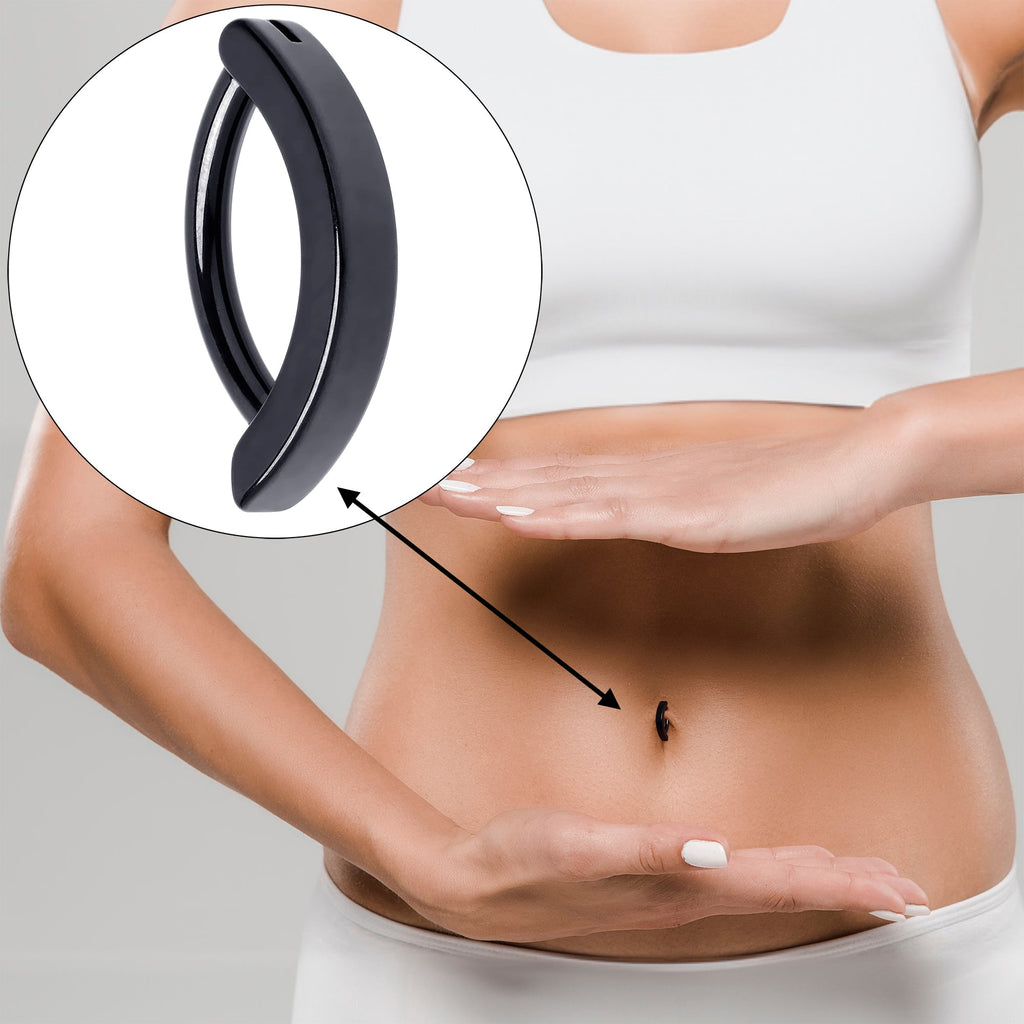 BodyCandy 14G 3/8 Black 316L Surgical Steel Smooth Style Hinged Hoop Belly Ring — detail close-up
