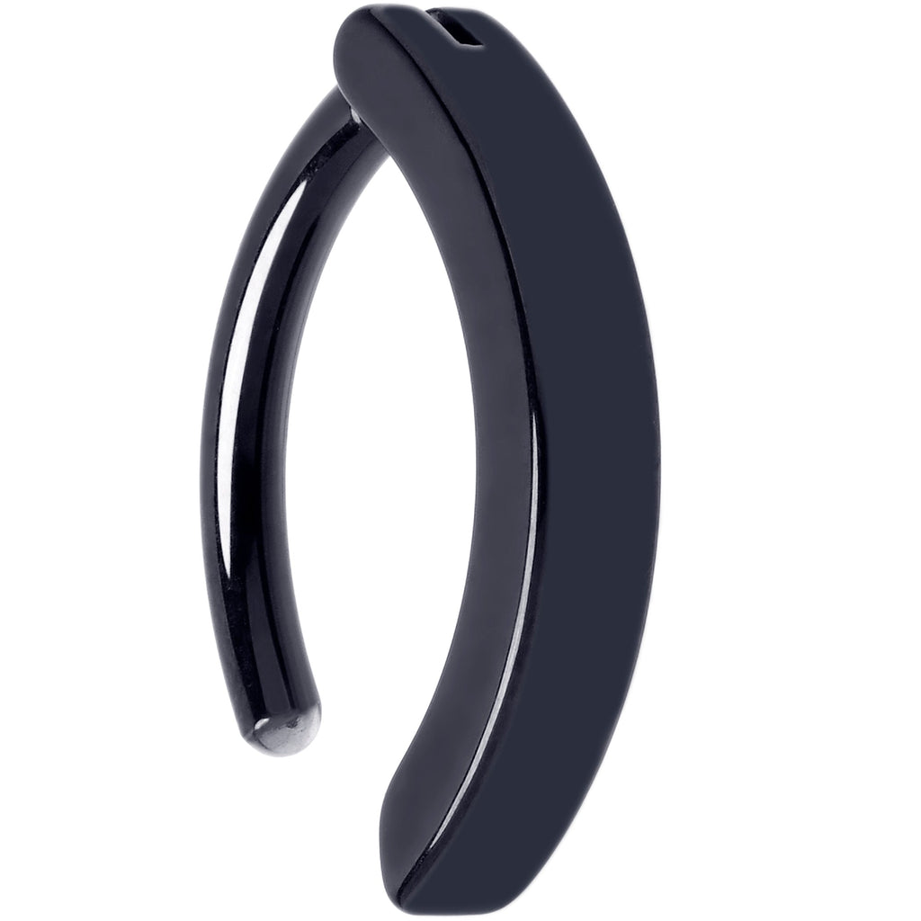 BodyCandy 14G 3/8 Black 316L Surgical Steel Smooth Style Hinged Hoop Belly Ring — lifestyle context