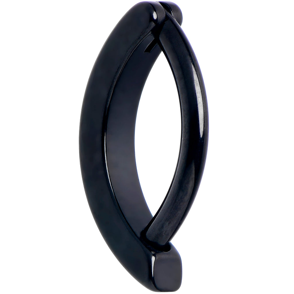 BodyCandy 14G 3/8 Black 316L Surgical Steel Smooth Style Hinged Hoop Belly Ring — back view