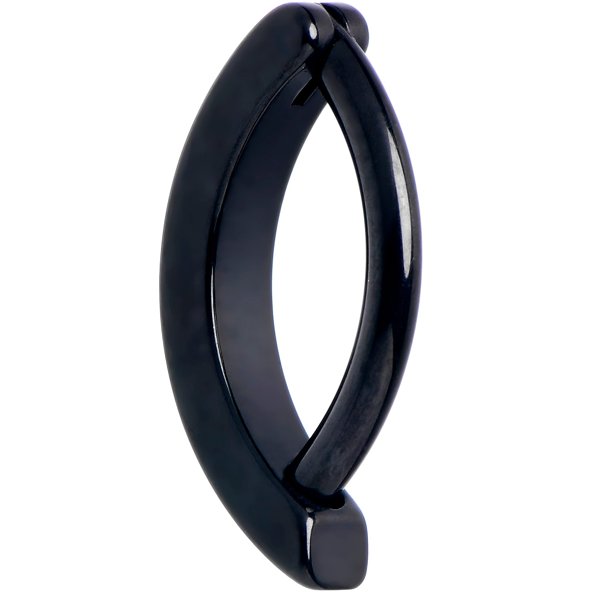 BodyCandy 14G 3/8 Black 316L Surgical Steel Smooth Style Hinged Hoop Belly Ring — back view