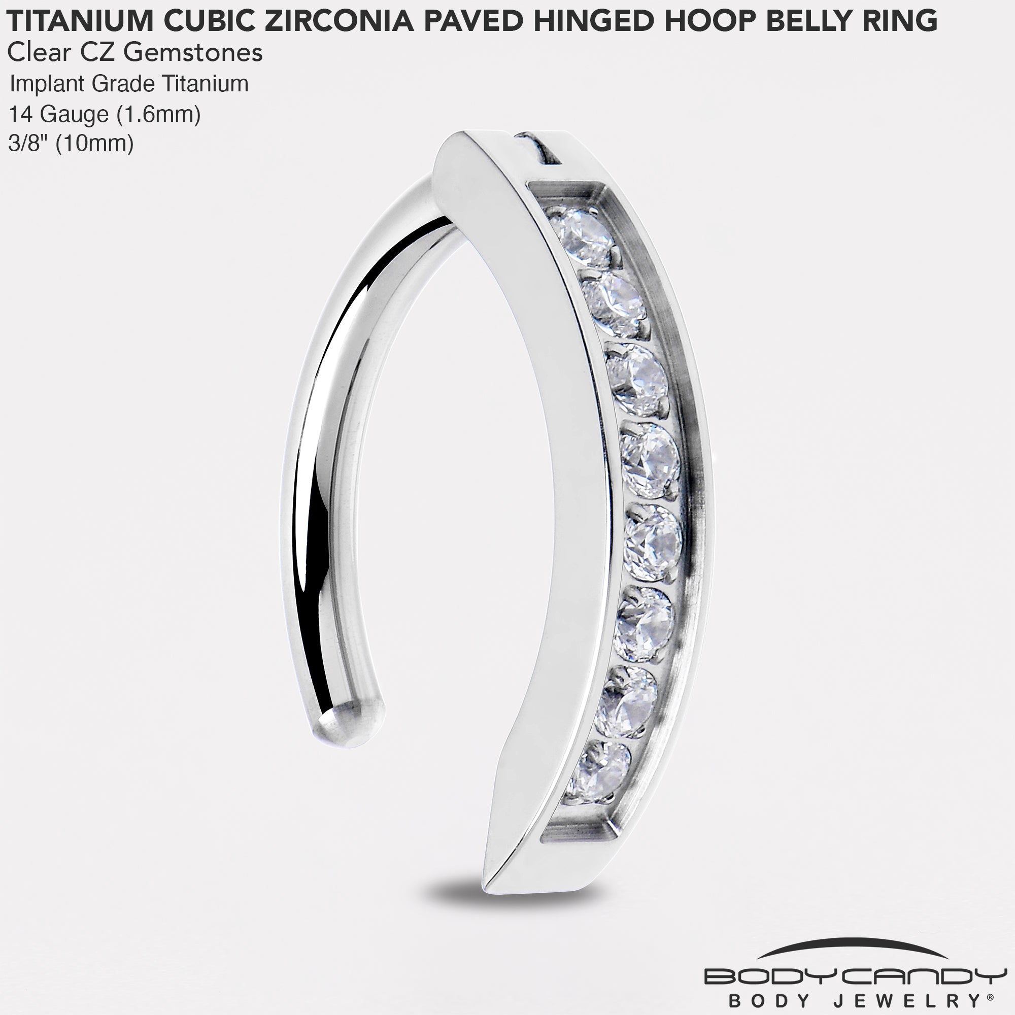 BodyCandy Clear CZ Gem ASTM F-136 Implant Grade Titanium Forward Facing Belly Ring — back view