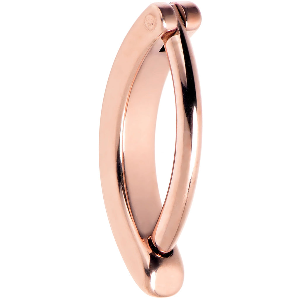 BodyCandy 14G 3/8  Rose Implant Grade Titanium CZ Paved Hinged Hoop Belly Ring — back view