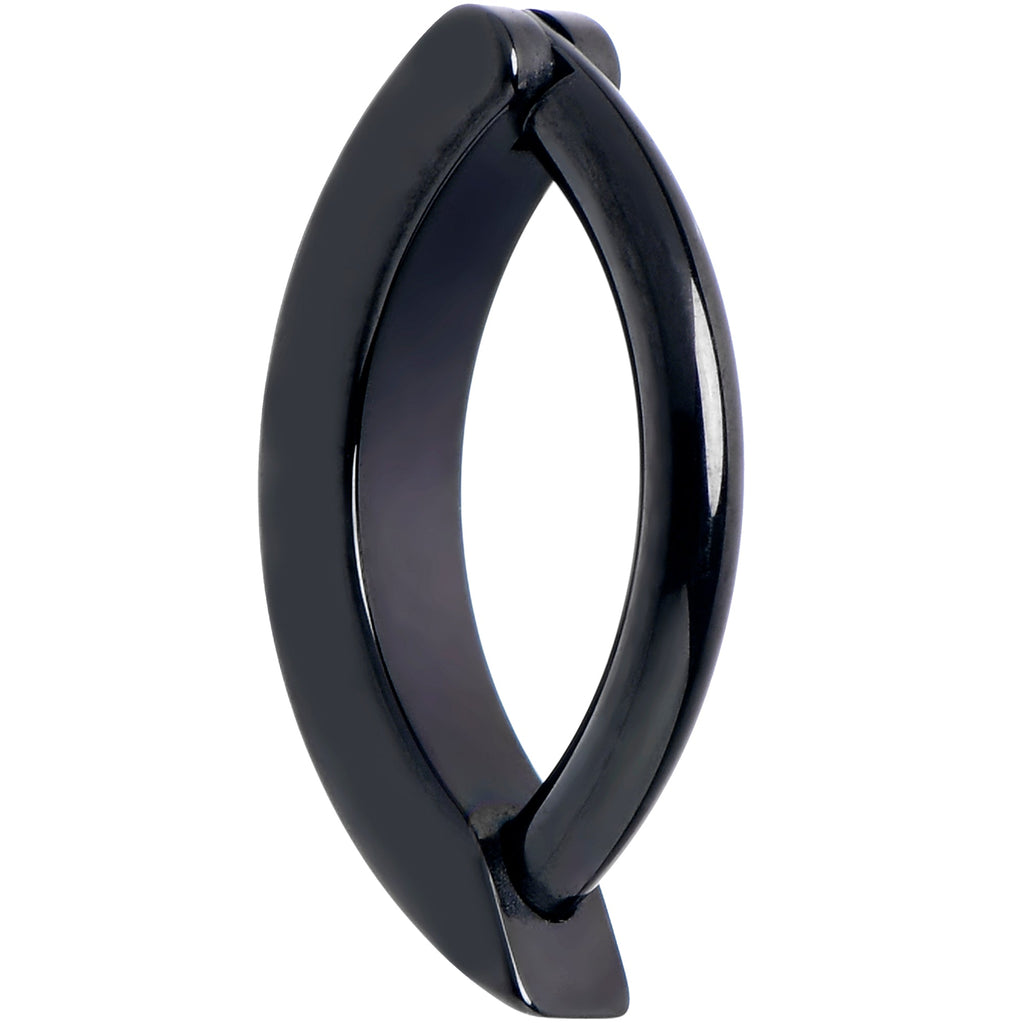 BodyCandy 14G 3/8  Black Implant Grade Titanium CZ Paved Hinged Hoop Belly Ring — in-use photo