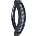 BodyCandy 14G 3/8  Black Implant Grade Titanium CZ Paved Hinged Hoop Belly Ring — main product shot