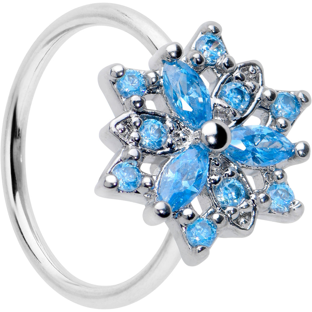 BodyCandy 20G 5/16 Blue CZ Gem Snowflake Style Nose Hoop — main product shot