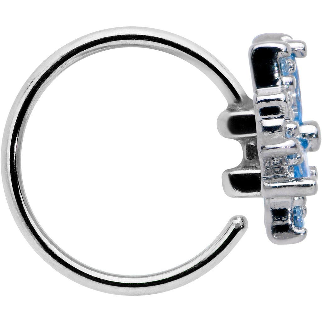 BodyCandy 20G 5/16 Blue CZ Gem Snowflake Style Nose Hoop — lifestyle context