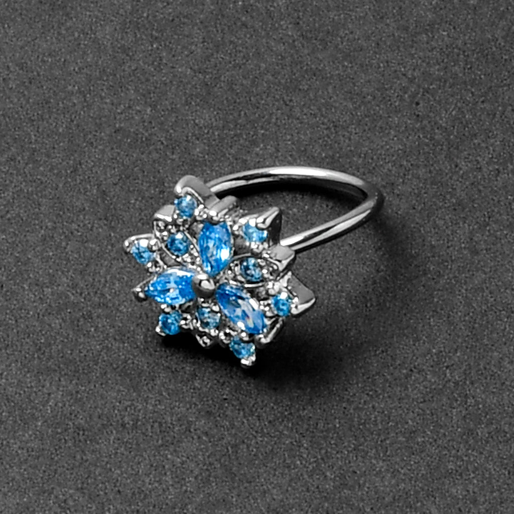 BodyCandy 20G 5/16 Blue CZ Gem Snowflake Style Nose Hoop — alternative angle