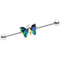 BodyCandy 14G Yellow Clear Gem Dark Butterfly Industrial Barbell 38mm — main product shot
