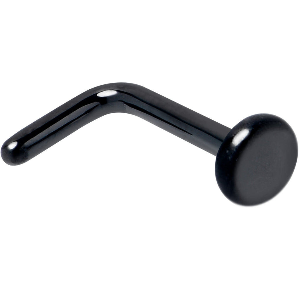 BodyCandy 18G 1/4 Black ASTM F-136 Implant Grade Titanium 3mm Disc End L Shape Nose Ring — main product shot