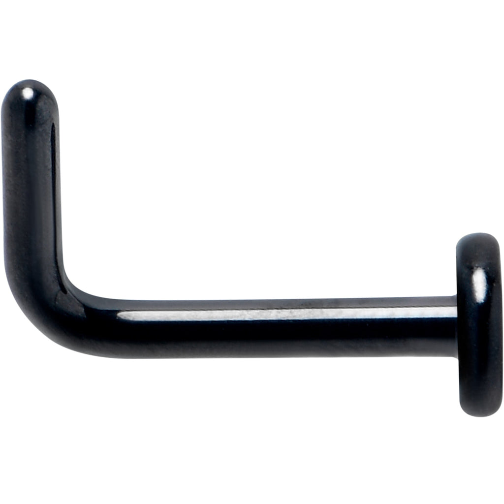 BodyCandy 18G 1/4 Black ASTM F-136 Implant Grade Titanium 3mm Disc End L Shape Nose Ring — detail close-up