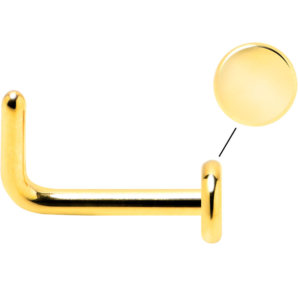 BodyCandy 18G 1/4 Gold Tone ASTM F-136 Implant Grade Titanium 3mm Disc L Shape Nose Ring — lifestyle context
