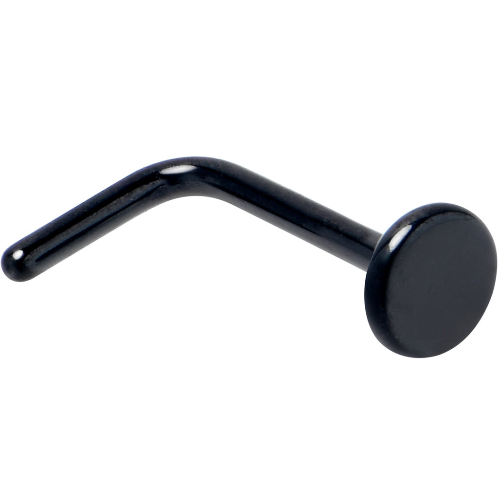 BodyCandy 20G 1/4 Black ASTM F-136 Implant Grade Titanium 3mm Disc End L Shape Nose Ring — main product shot